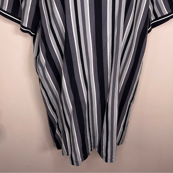 XL Grey Black White Striped Tee Womens Short Sleeve Cotton - Picture 4 of 14